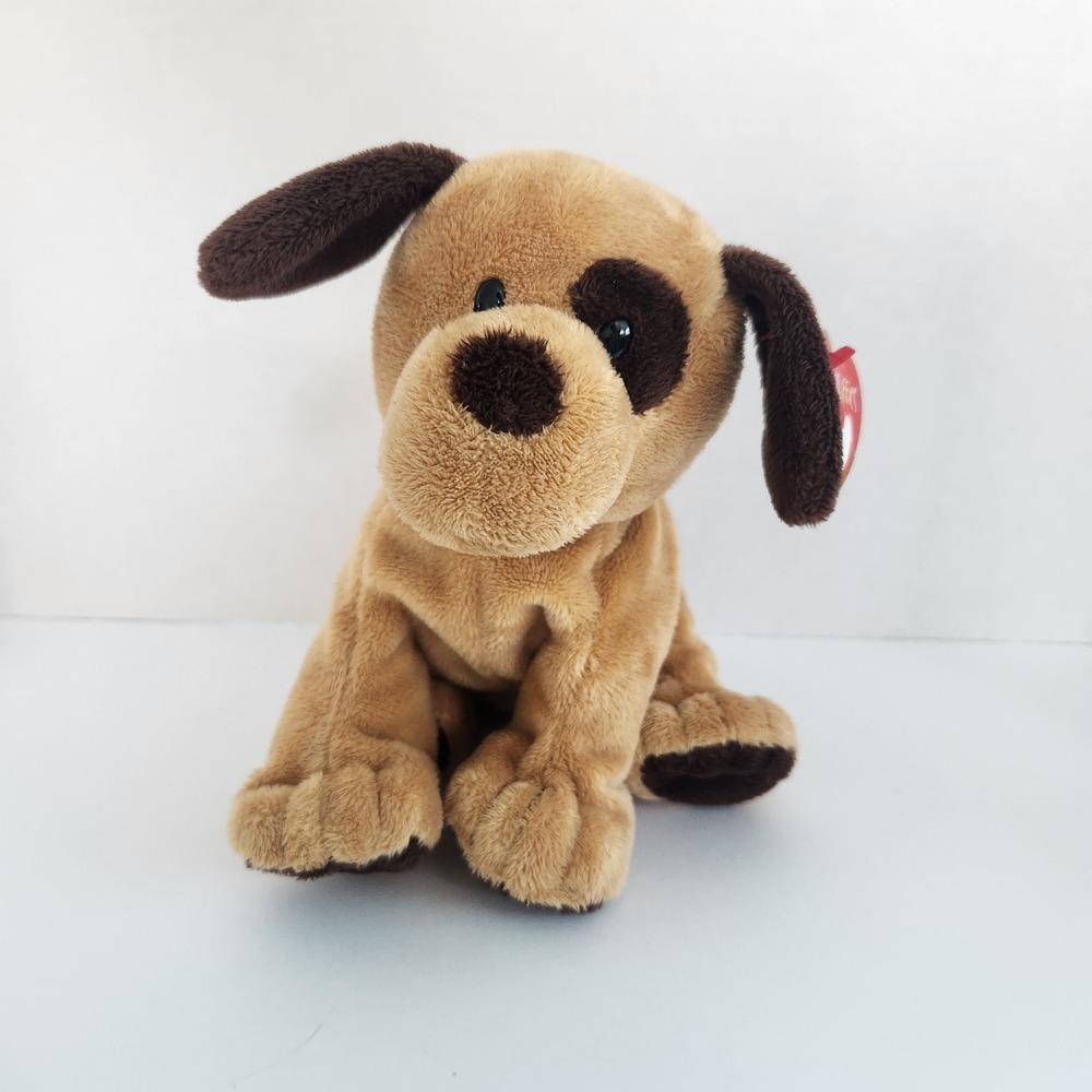 Ty Pluffies Digger the Dog Tan Brown Puppy Plush Stuffed Animal Toy 8 Inch